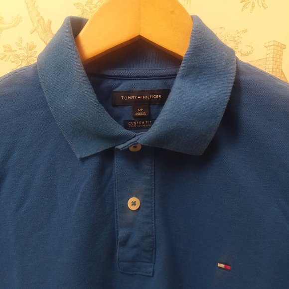 Tommy Hilfiger Size S Custom Fit Polo Shirt Bright Blue - Picture 2 of 6